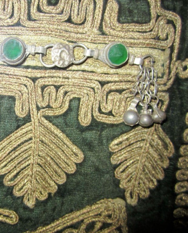 Antique, Museum Quality, Pakistani Embroidered Vest with Gold Embroidery and Jewel Adornments For Sale 3