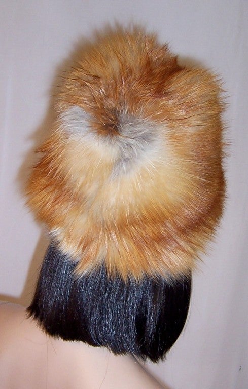 Extraordinarily Beautiful, 1960's Vintage, Red, White, & Gray Fox Fur Hat In Excellent Condition For Sale In Oradell, NJ