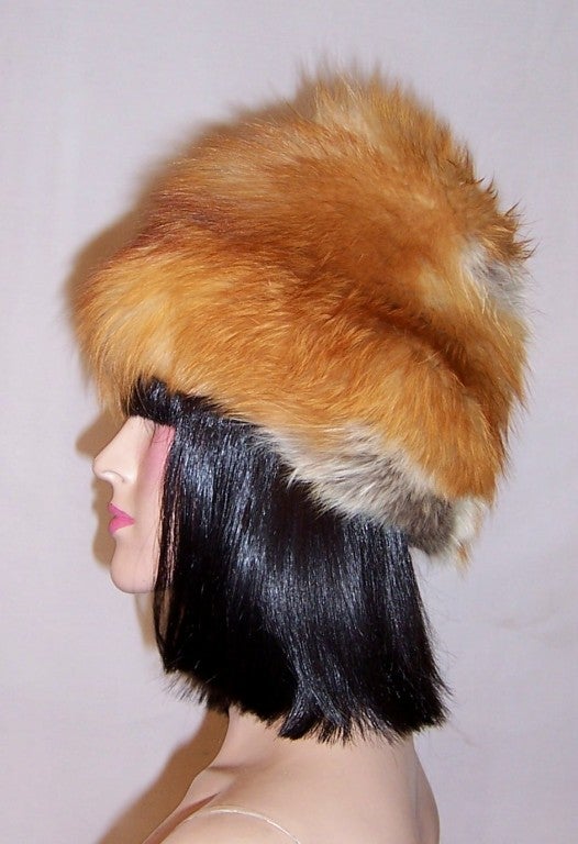 Women's Extraordinarily Beautiful, 1960's Vintage, Red, White, & Gray Fox Fur Hat For Sale