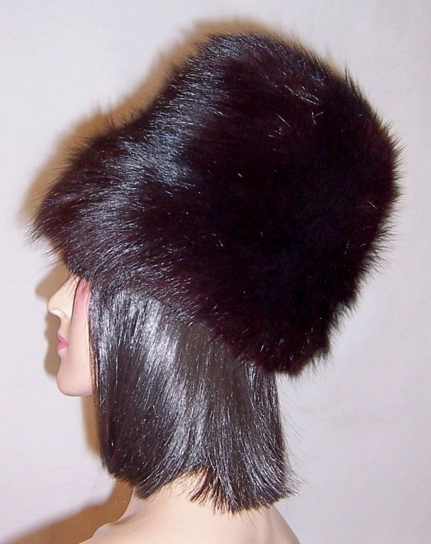 1960's Black Fox Fur Hat For Sale 1