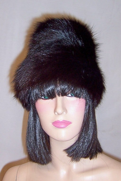 1960's Black Fox Fur Hat For Sale 2