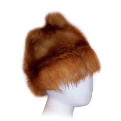 Extraordinarily Beautiful, 1960's Vintage, Red, White, & Gray Fox Fur Hat
