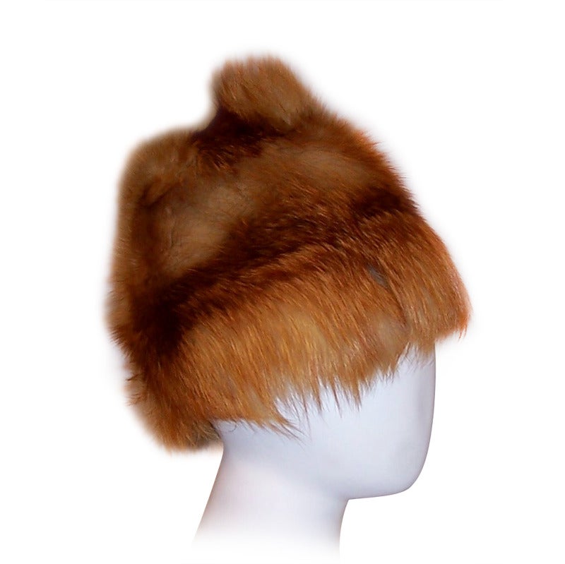 Extraordinarily Beautiful, 1960's Vintage, Red, White, & Gray Fox Fur Hat For Sale