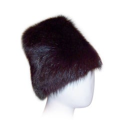 Vintage 1960's Black Fox Fur Hat