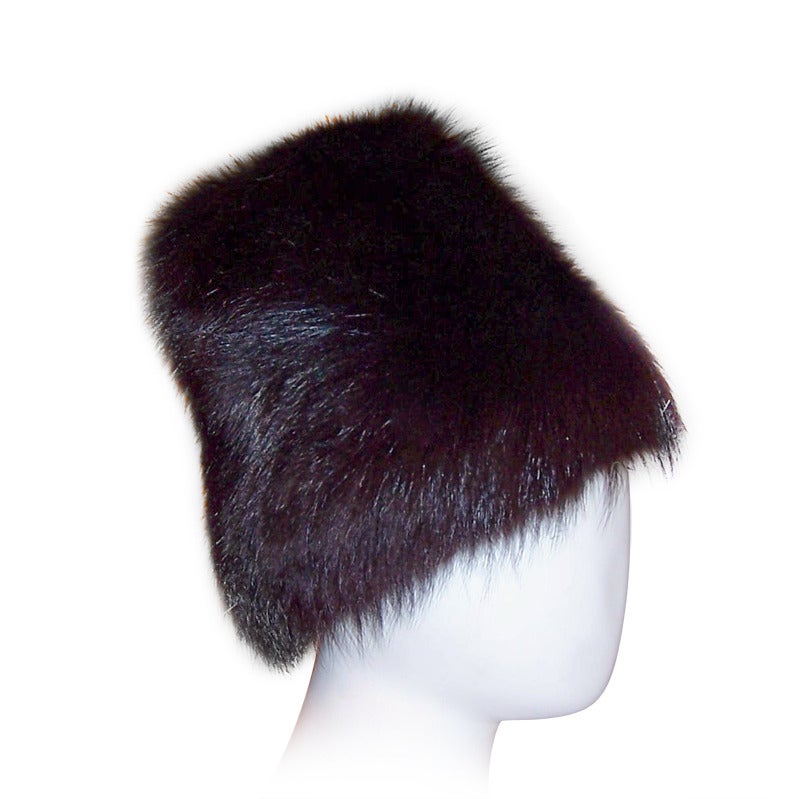 1960's Black Fox Fur Hat For Sale