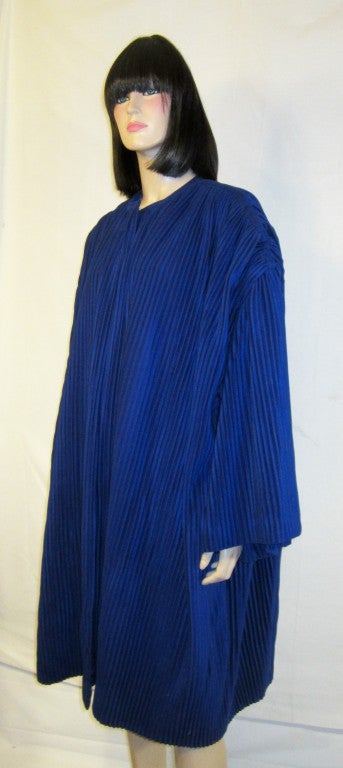 1990's Vintage, Gianni Versace Cobalt Blue Accordion-Pleated Coat
