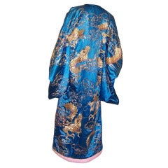 Early 20th Century Deep Turquoise Japanese Formal Kimono with Dragons