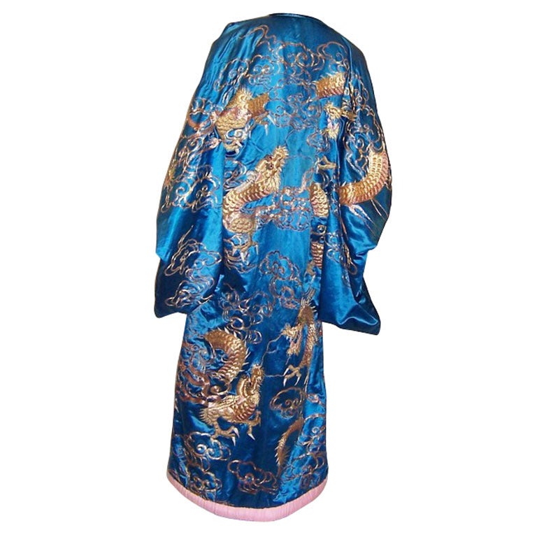 Early 20th Century Deep Turquoise Japanese Formal Kimono with Dragons ...