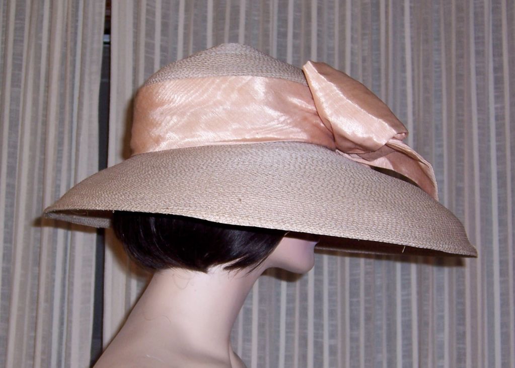 1980's Wide Brimmed Straw Hat  by Eric Javits In Excellent Condition For Sale In Oradell, NJ