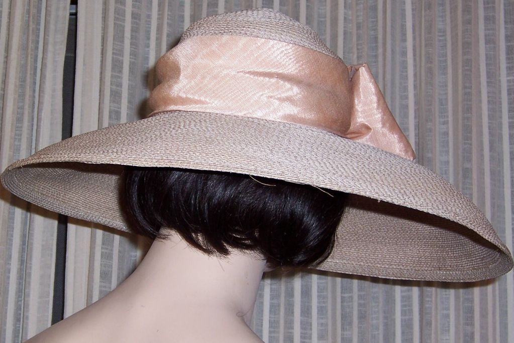 Women's 1980's Wide Brimmed Straw Hat  by Eric Javits For Sale