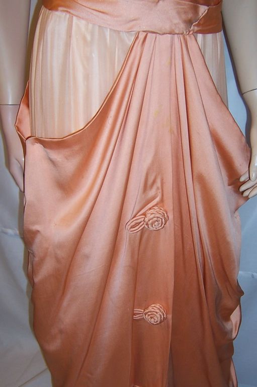 Edwardian (1890-1910) Apricot Charmeuse & Silk Chiffon Gown For Sale 5