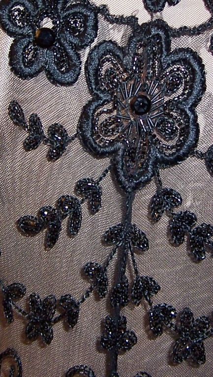 1920's Black Embroidered and Beaded Tunic on Fine Net 3