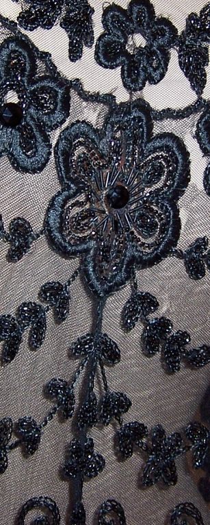 1920's Black Embroidered and Beaded Tunic on Fine Net 5