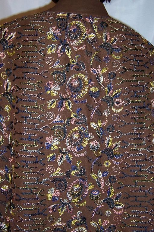 1920's Brown Chiffon Dress & Matching Kimono-Type Jacket 7