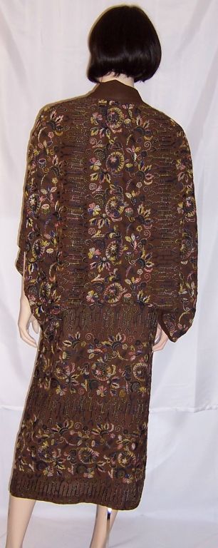 1920's Brown Chiffon Dress & Matching Kimono-Type Jacket 5