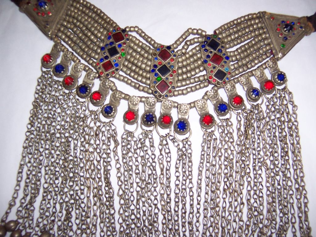 Afghani Bib Necklace in Silver-Tone (Unmarked)