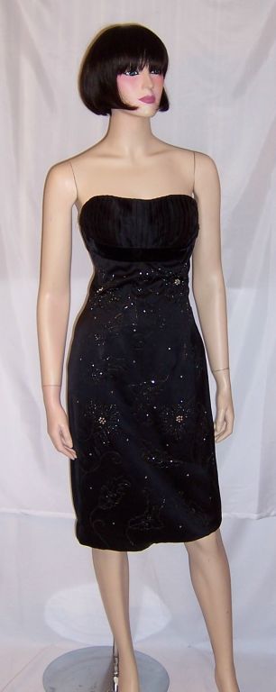 1950's Black Strapless Beaded Cocktial Dress