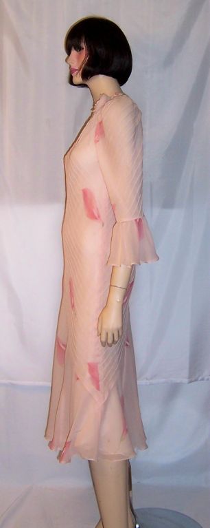 Judy Hornby Couture Pale Pink Printed Chiffon Gown