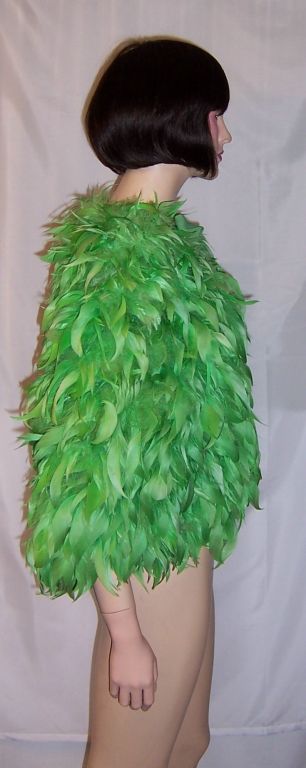 1930's Kelly Green Feathered Cape