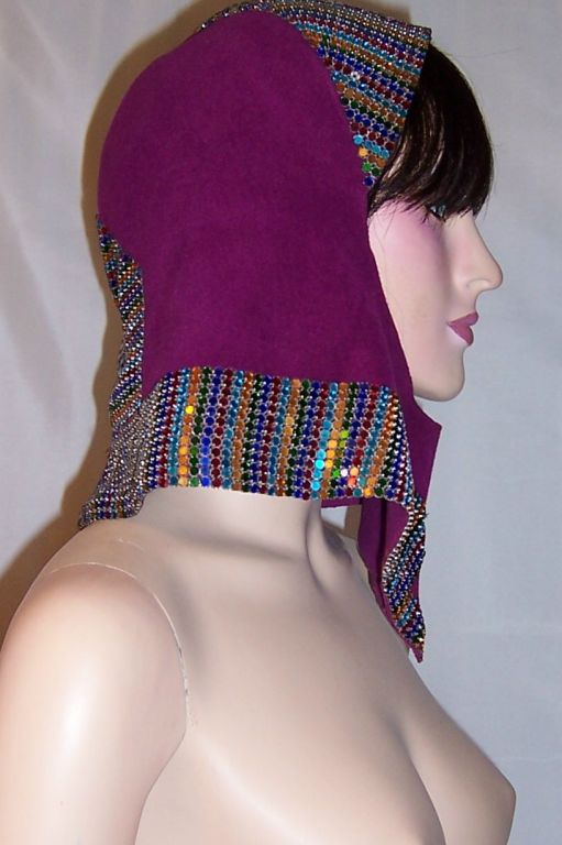 1960's Space Age Helmet with Cut-Out Hole & Glass Stones-Adolfo