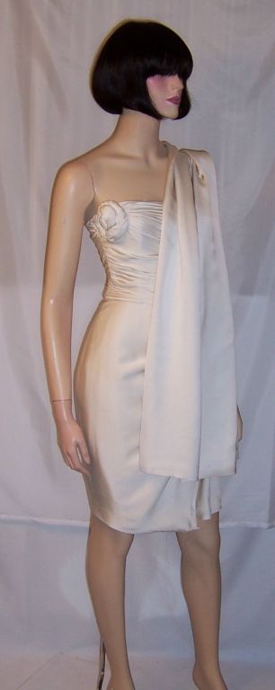 Lanvin White Silk Cocktail Dress and Wrap For Sale 2