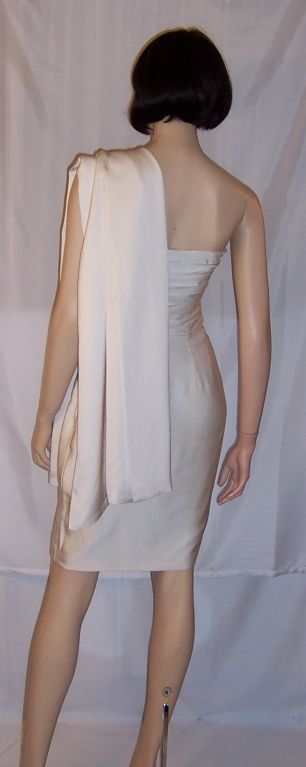 Lanvin White Silk Cocktail Dress and Wrap For Sale 4