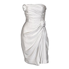 Vintage Lanvin White Silk Cocktail Dress and Wrap
