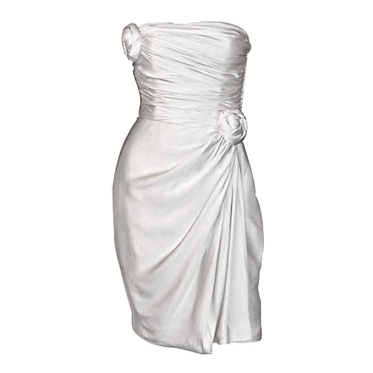 Lanvin White Silk Cocktail Dress and Wrap For Sale