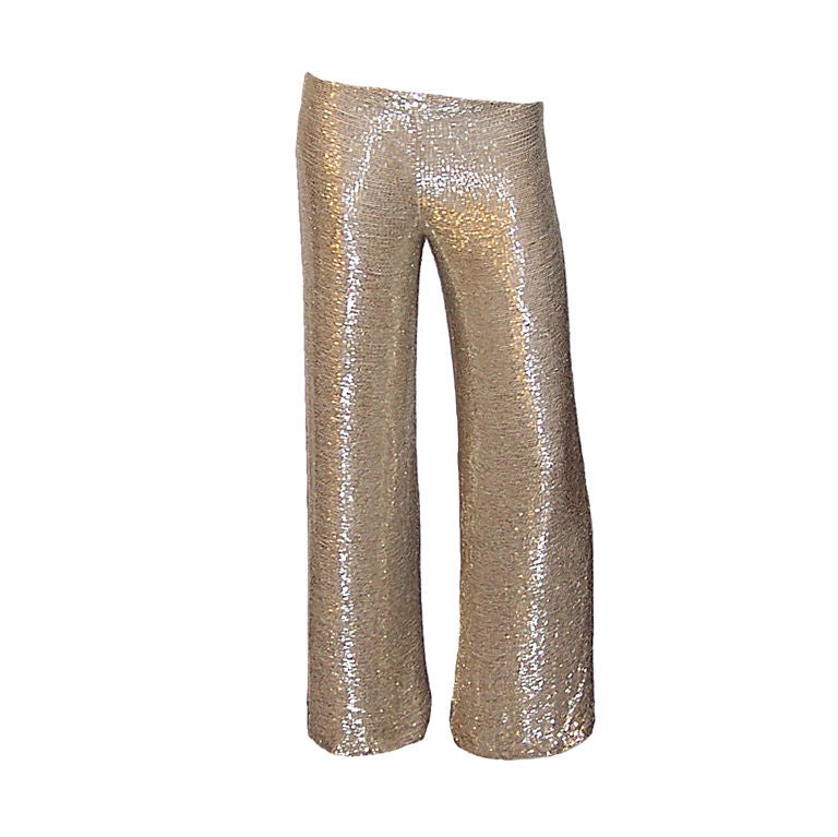 1960's Silver Beaded Evening Pants at 1stdibs