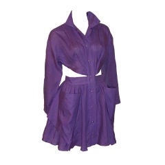 1980's Thierry Mugler Stylish Summertime Dark Lilac Dress
