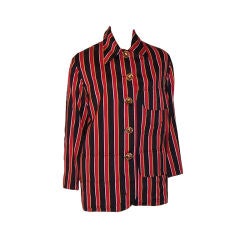 1980's Red, Black, & Yellow Striped Moschino Couture Jacket