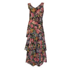 Floral Printed Gown with Ruffles and Modified Train