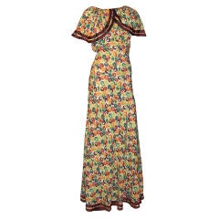 Antique 1930's Glamorous Evening Gown with Capelet Collar