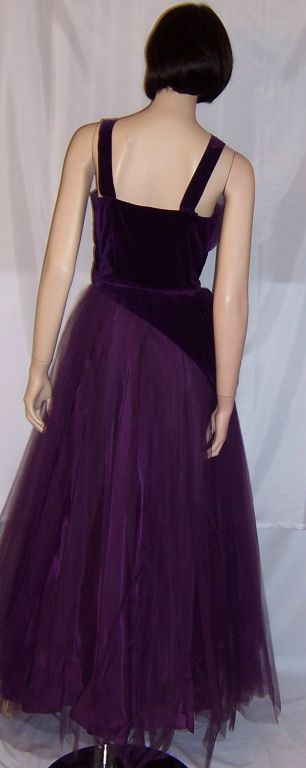 Women's 1950's Violet Tulle & Velvet Ball Gown For Sale
