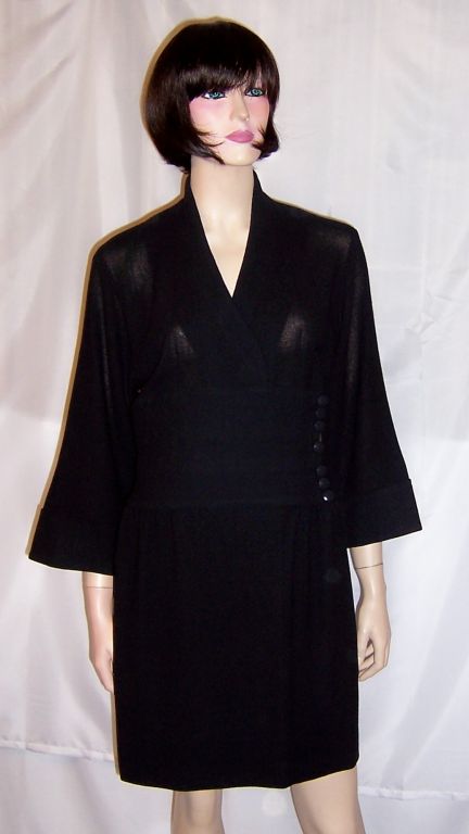 Christian Lacroix Black Woolen Dress with Japanese Influences