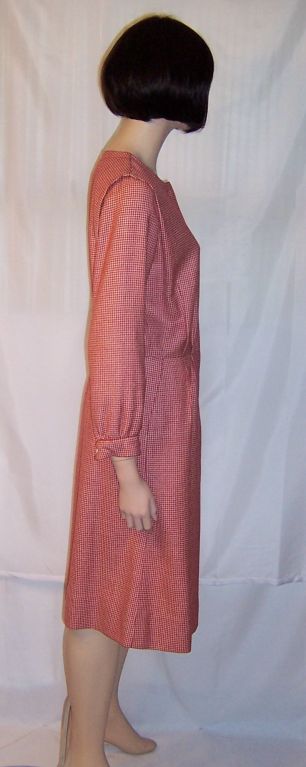 Courreges-Paris Red & White Checked Woolen Dress