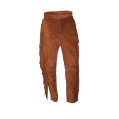 Sienna Colored Suede Pants with Fringe
