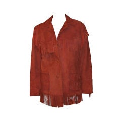 Vintage Sienna Colored Suede Jacket with Fringe