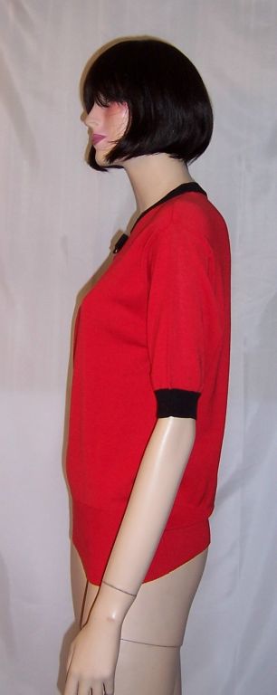 Salvatore  Ferragamo Red & Black Short Sleeved Sweater