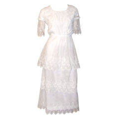 Vintage Elegant & Simple White Edwardian Tea Gown