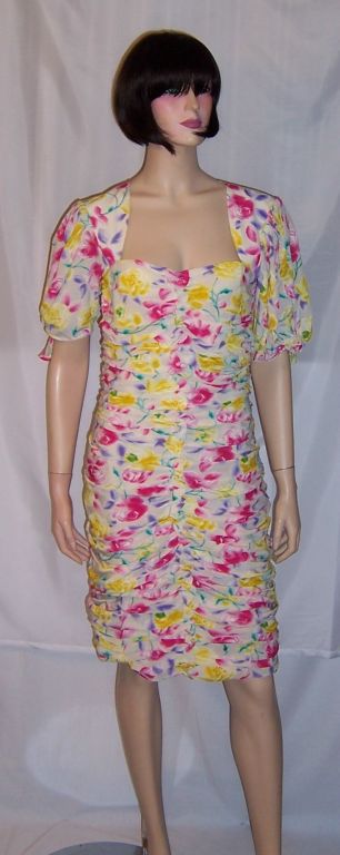 Ungaro Parallele Paris Silk Floral Printed Dress with Ruching