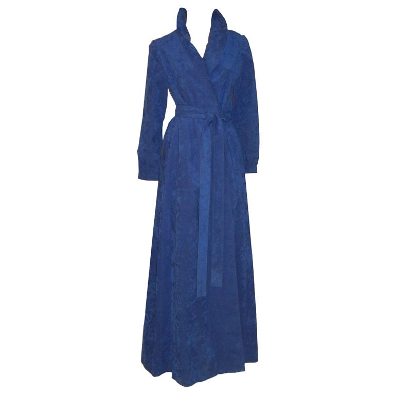 Halston, Ultramarine Blue Ultrasuede Maxi-Coat For Sale