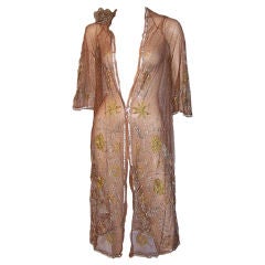 1920's French Silver & Gold Metallic Embroidered Evening Coat