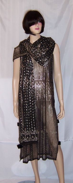 1920's Egyptian Assuit Sleeveless Dress & Assuit Shawl 4