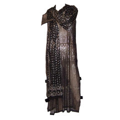 1920's Egyptian Assuit Sleeveless Dress & Assuit Shawl
