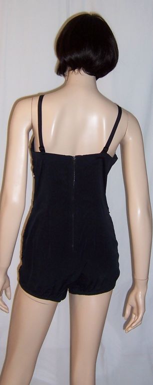 Women's Original Tobi of California-1950's Black Sequined Bathing Suit For Sale