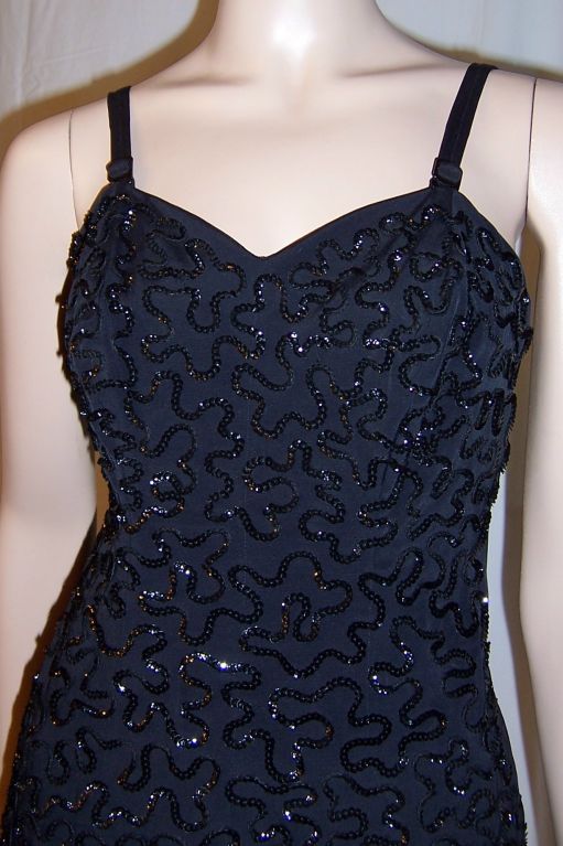 Original Tobi of California-1950's Black Sequined Bathing Suit For Sale 2