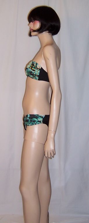 1980's Pierre Cardin Turquoise/Black/Gold Bikini