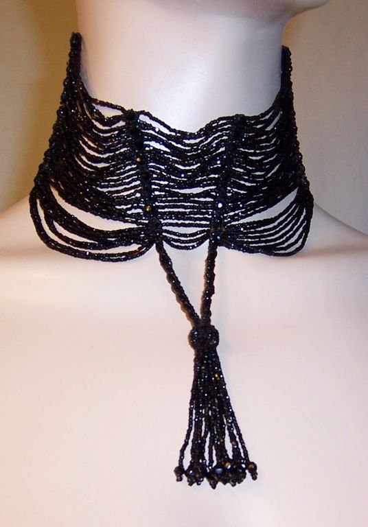Victorian Black Jet Beaded Choker 2