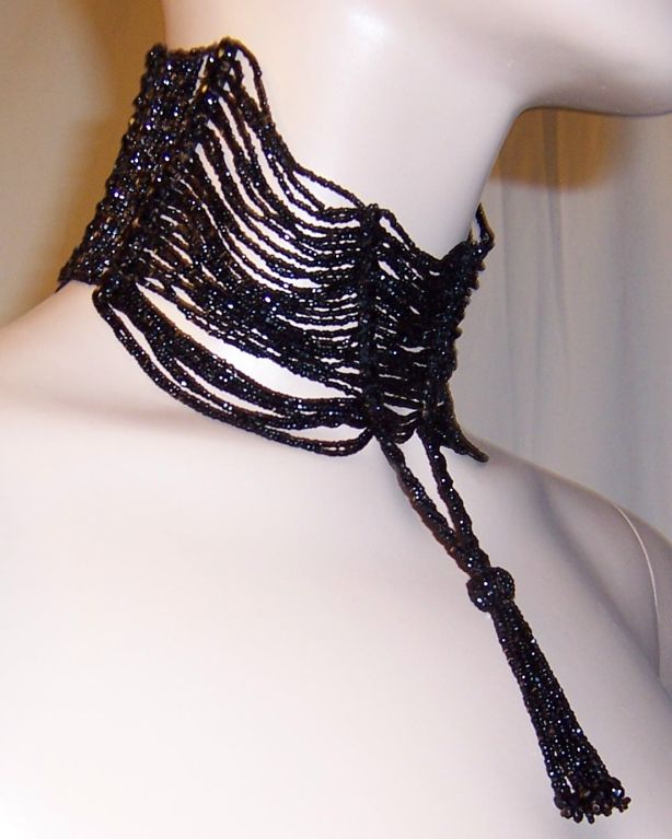 Victorian Black Jet Beaded Choker 3
